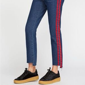 MOTHER | Insider Crop Step Fray Jeans, Speed racer style (double red stripe)